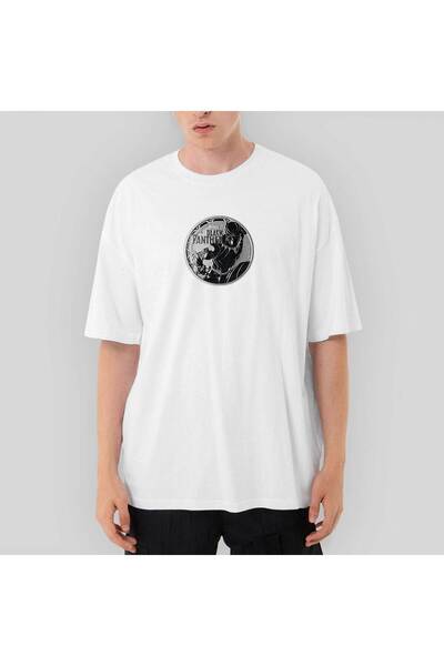 CrowsGate Tricou alb supradimensionat Marvel Black Panther Circle