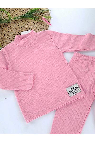 Butik Girl's Ribbed Tights Turtleneck Blouse Winter Double Set