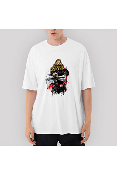 CrowsGate Θορ και Στορμμπρέικερ oversized Λευκό Μπλουζάκι XL