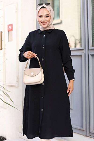 ALNİSS COLLECTİON Long Hijab Tunic - Square Snap Button