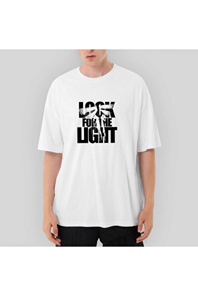 CrowsGate Tricou alb The Last Of Us Look for The Light Text supradimensionat