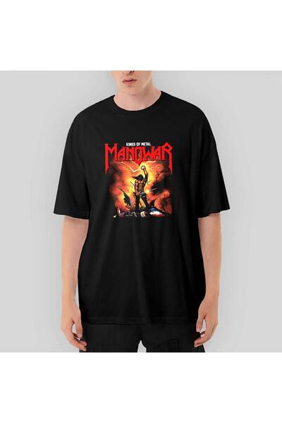 Generic Brand Manowar Kings of Metal Oversize Black T-Shirt
