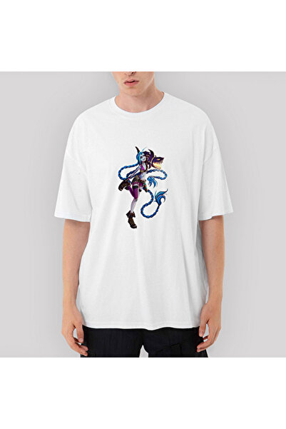 CrowsGate Tricou alb Jinx Crazy supradimensionat
