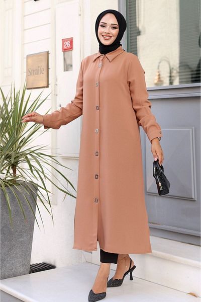 ALNİSS COLLECTİON Long Hijab Tunic - Square Snap Button