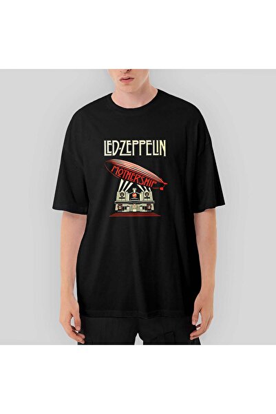 CrowsGate Tricou negru supradimensionat Led Zeppelin Mothership S