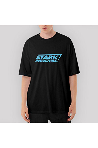 CrowsGate تي شيرت أسود كبير الحجم من Stark Industries
