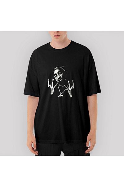 CrowsGate Tupac Shakur West Side Oversize Black T-Shirt