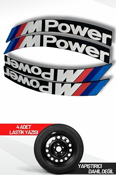 ASTUNİNG M Power Motosiklet Ve Otomobil Araç 3d Oto Lastik Yazısı Sticker Arma 4 Adet