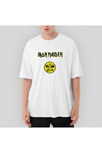 CrowsGate Tricou alb Iron Maiden Face supradimensionat