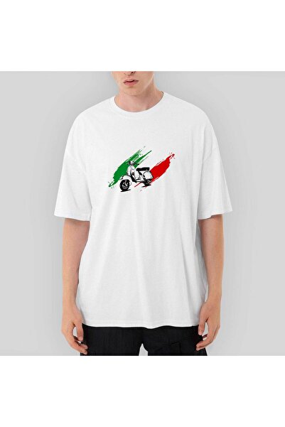 CrowsGate Vespa în Italia supradimensionat Tricou alb L