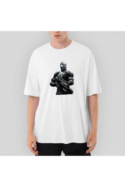 CrowsGate Crysis Black Fighter oversized Λευκό Μπλουζάκι XL