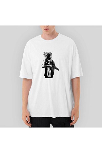 CrowsGate Tricou alb supradimensionat The Last Of Us 2 Ellie Silhouette