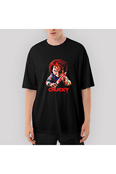 CrowsGate Tricou negru supradimensionat Chucky Murderer