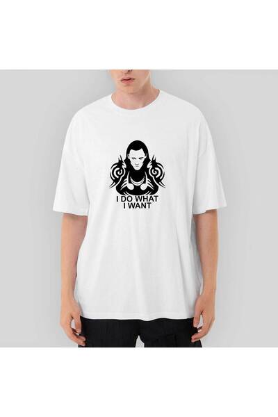 CrowsGate Tricou alb Loki supradimensionat