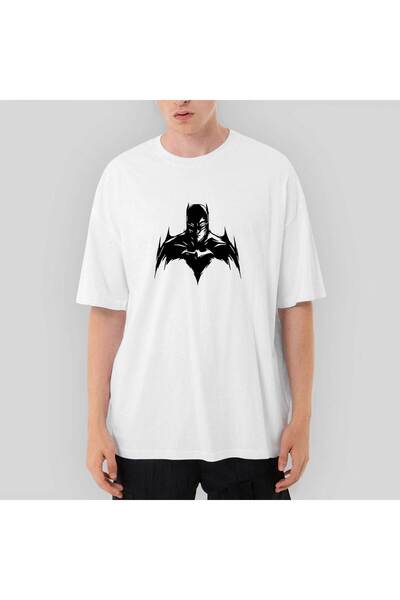 CrowsGate Λευκό μπλουζάκι Batmn Silluhette oversized