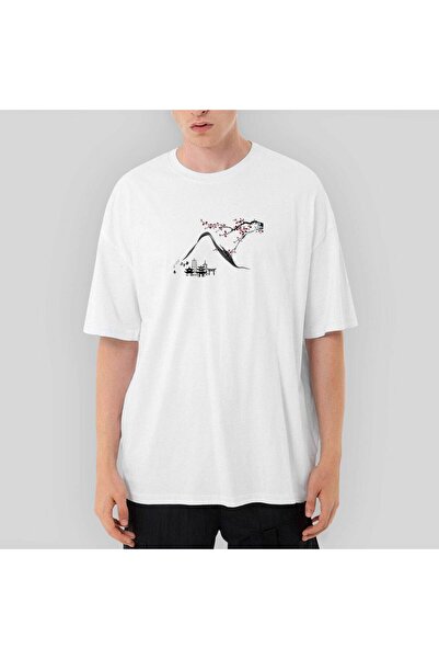 CrowsGate Tricou alb supradimensionat cu case negre chinezești Scenery