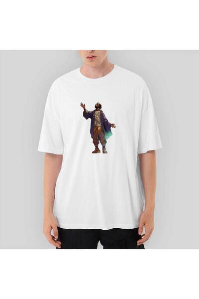 CrowsGate Tricou alb oversize pentru artist hip hop negru