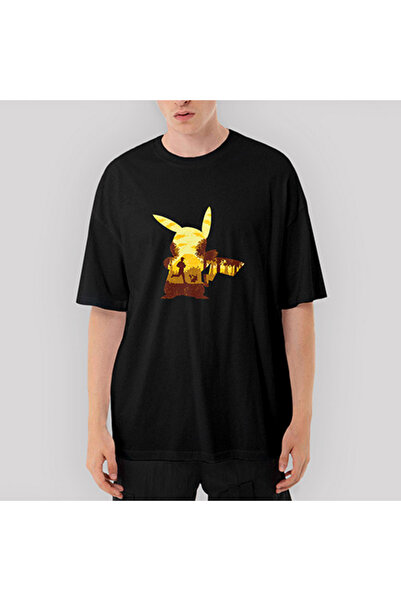 CrowsGate Tricou negru oversize Mask Pikachu