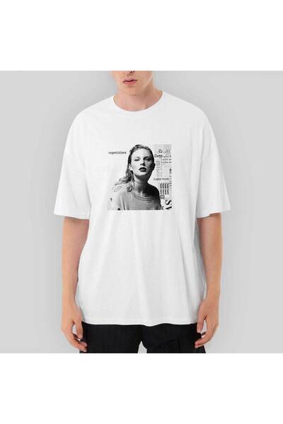 CrowsGate تي شيرت أبيض كبير الحجم بورتريه تايلور سويفت