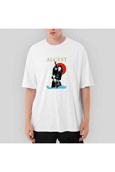 CrowsGate Tricou alb Alcest Illustrator O supradimensionat