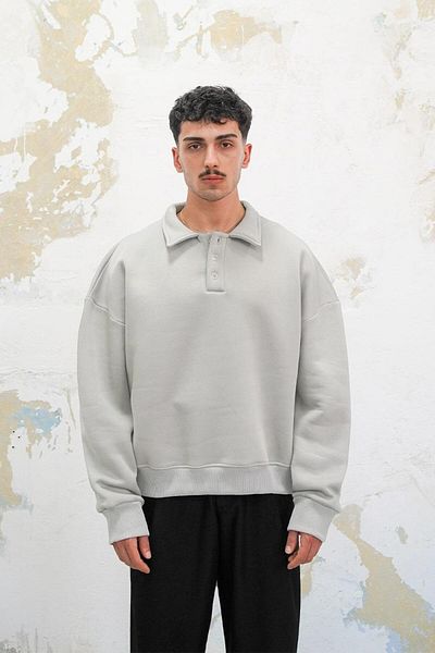 HAFKAGİYİM ΓΚΡΙ Φούτερ Cozy Basic Oversize Polo Neck