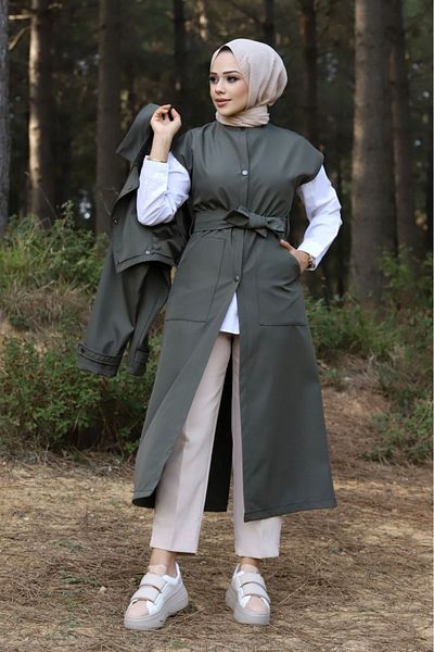 ALNİSS COLLECTİON Snap-On καμπαρντίνα με γιλέκο και λεπτομέρεια φόδρα