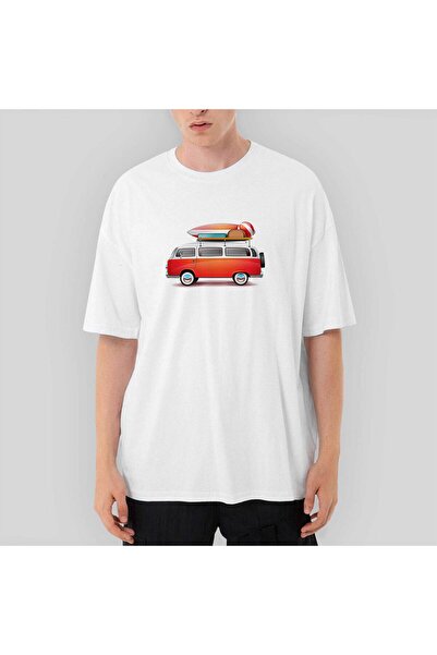 CrowsGate Λευκό μπλουζάκι Volkswagen Caravan Holiday oversized