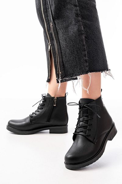 Moda Asmira 165-225 Black Lace-Up Zippered Daily Women's Boots