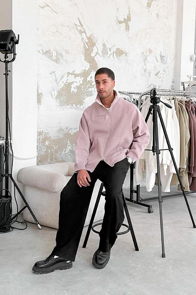 HAFKAGİYİM Φούτερ Plum Cozy Basic με διπλό φερμουάρ Oversize