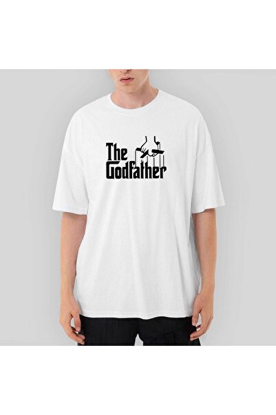 CrowsGate Λευκό μπλουζάκι The Godfather Black Text Oversize