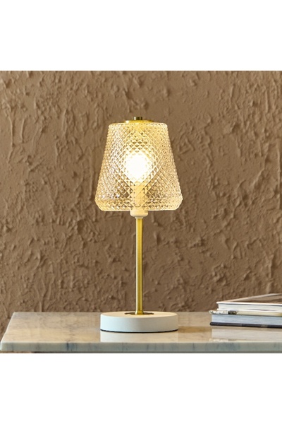 Home Box Stark Metal Table Lamp with Glass Shade - 15x35 cm