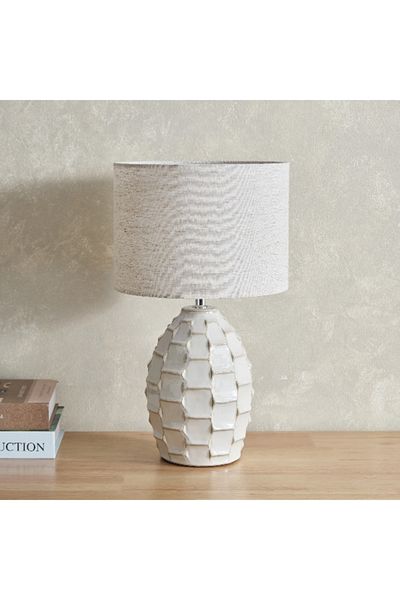 Home Box Amelie Table Lamp with Ceramic Base and Linen Shade - 42 cm