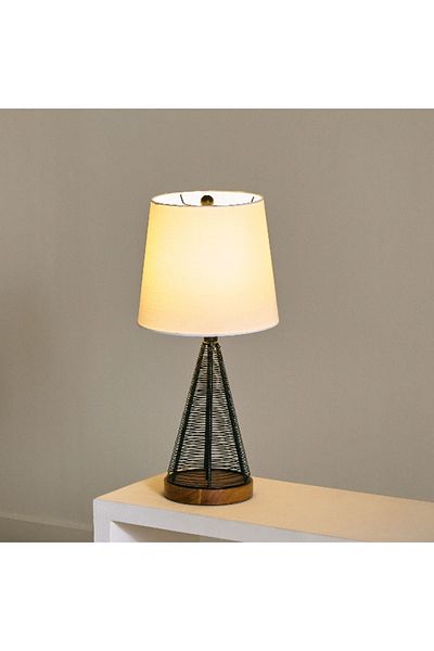 Home Box Aron Metal and Wooden Lamp with Fabric Shade - 26x53 cm