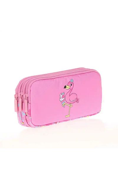 KAUKKO Παιδική τσάντα μολυβιού 3 θέσεων Kids&love Flamingo L8095
