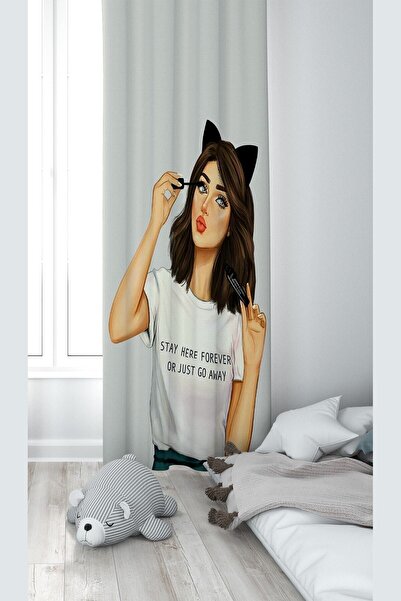 Pelangi Gri Prenses Desenli Dijital Baskı Yıkanabilir Bebek Çocuk Odası Fon P...