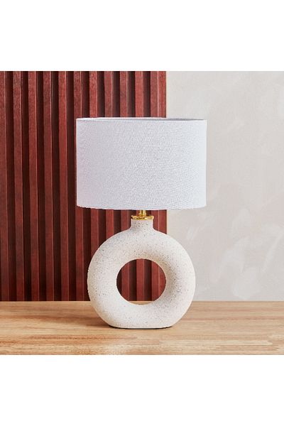 Home Box Novalie Ceramic Table Lamp with Linen Shade - 48 cm