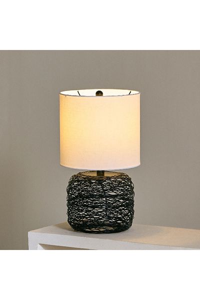 Home Box Aron Metal Wire Table Lamp with Fabric Shade - 26x47 cm