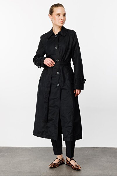 Micca Unique Garni Detaylı Zamansız Spor Trençkot-siyah