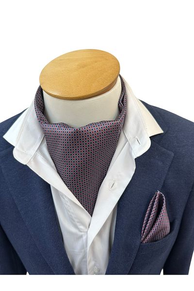 TMFASHİON Men's Small Pattern Self-Tied Neck Monşer Ascot Scarf Pocket Handkerchief Set