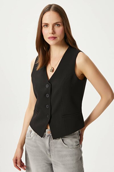 Ritnice Women's Style Black Lined Woven Vest