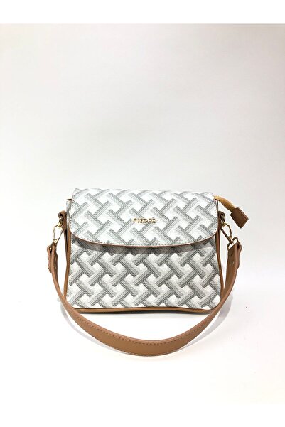 Piedra Geantă pentru femei de sezon nou, de culoare albă, cu model tridimensional, cu o mulțime de ochiuri, cu fermoar, curea de umăr