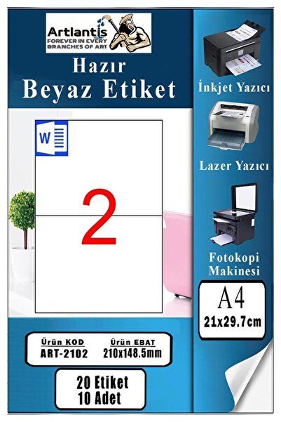 Artlantis A4 Hazır Etiket 210x148.5 mm 10 Sayfa 1 Paket 2 li Kendinden Yapışk...