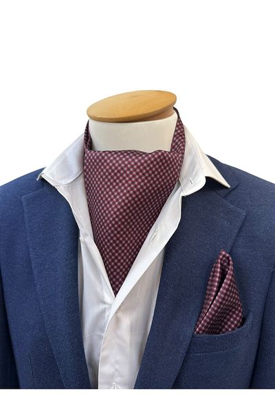 TMFASHİON Men's Small Pattern Self-Tied Neck Monşer Ascot Scarf Pocket Handkerchief Set