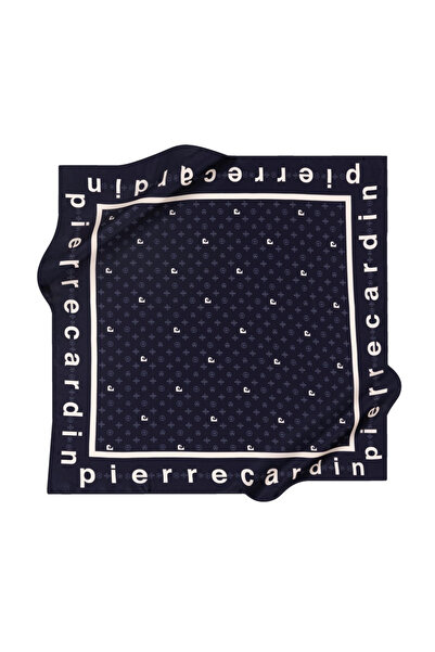 Pierre Cardin Navy Blue White Twill Silk Scarf - 8940438 -921