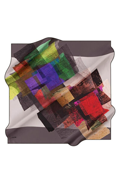 Aker Eșarfă de mătase gri Twill - 8923713 -971