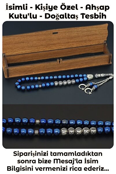 Tesbih Sakarya Kişiye Özel Isimli - Mavi Hematit - Doğal Taş Tesbih