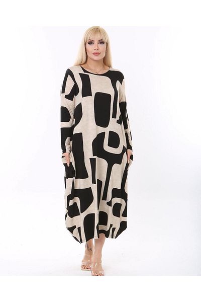 özle fashion Γυναικείο Μακρυμάνικο Σχέδιο Φόρεμα Jumbo Plus Size