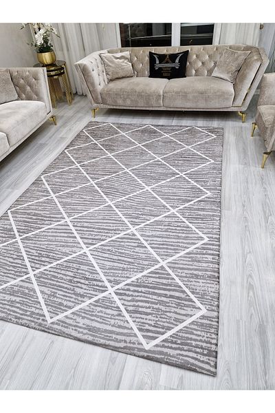 ALLGELSİN غطاء سجاد مربع قابل للغسل بطول 6 متر مربع - 200 × 300 سم، قاعدة مطاطية، مخطط حديث