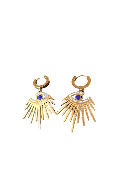 petrimor Steel Gold Sun Eye Earrings