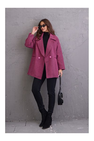 Elif Özbey Butik Голямо късо палто Fuchsia Fish Back